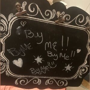 Ornate chalkboard-𝅺BLACKBOARD ..Fancy! w Note hooks/ Organizer/